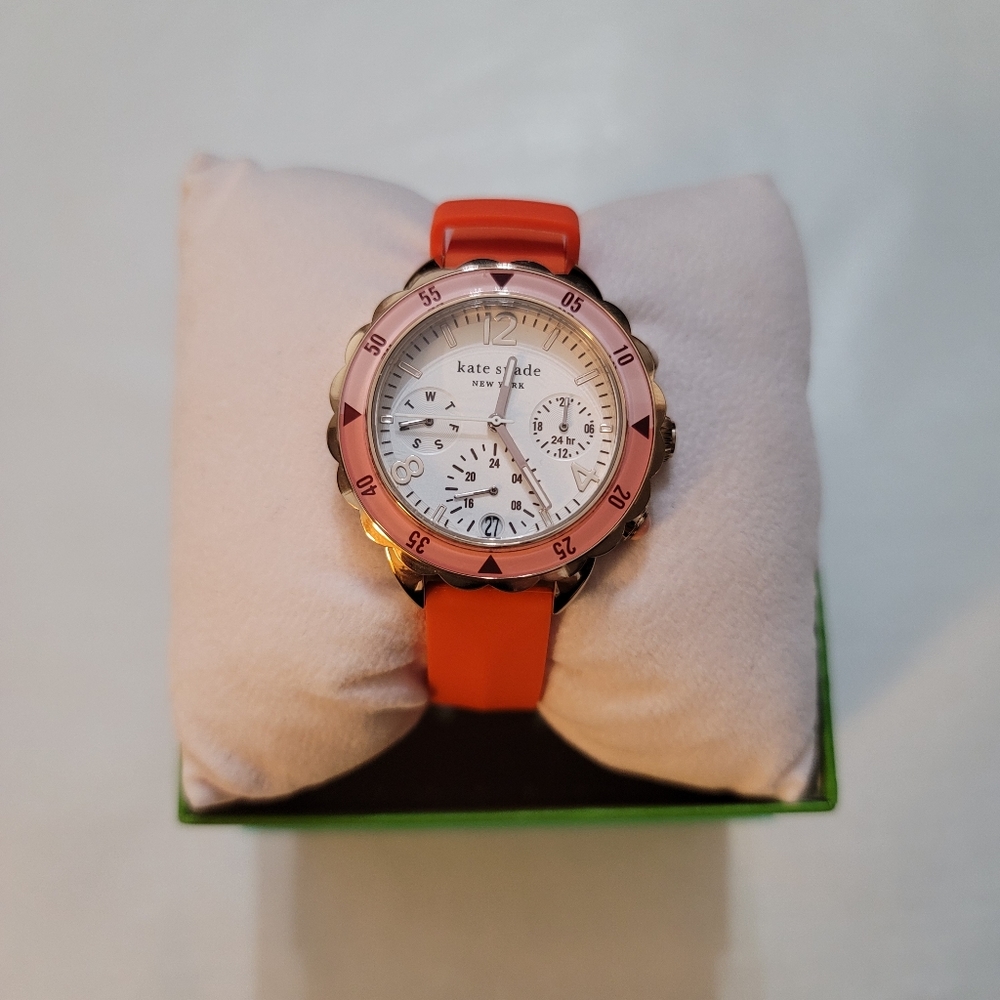 kate spade new york baywater multifunction matte pink silicone watch